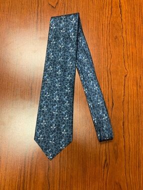 Ermenegildo Zegna Men's Patterned Silk Tie in Navy Blue